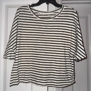 White/black striped top, size S